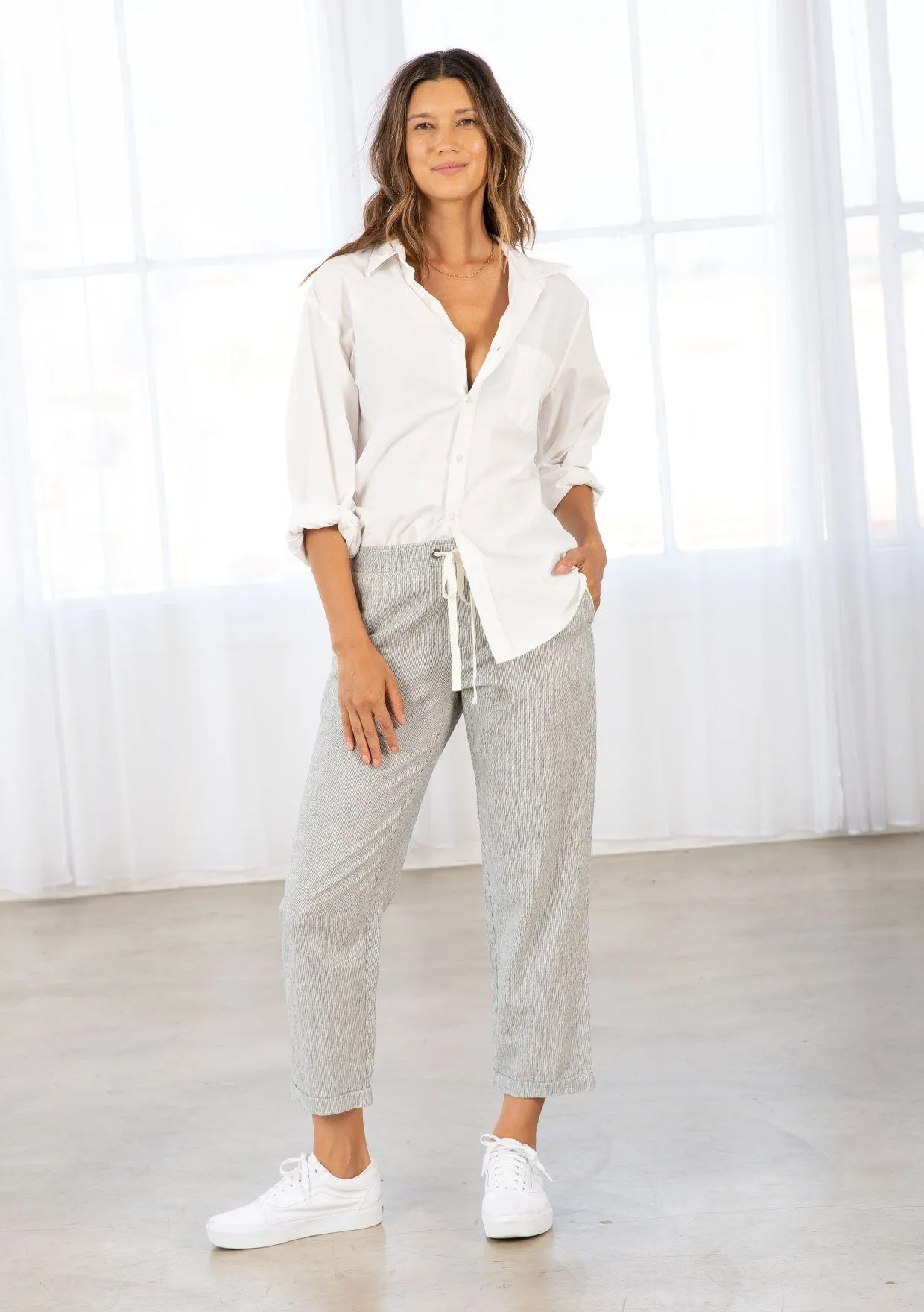 Aiden Linen Stripe Pant sold by lovestitch product image thumbnail 4