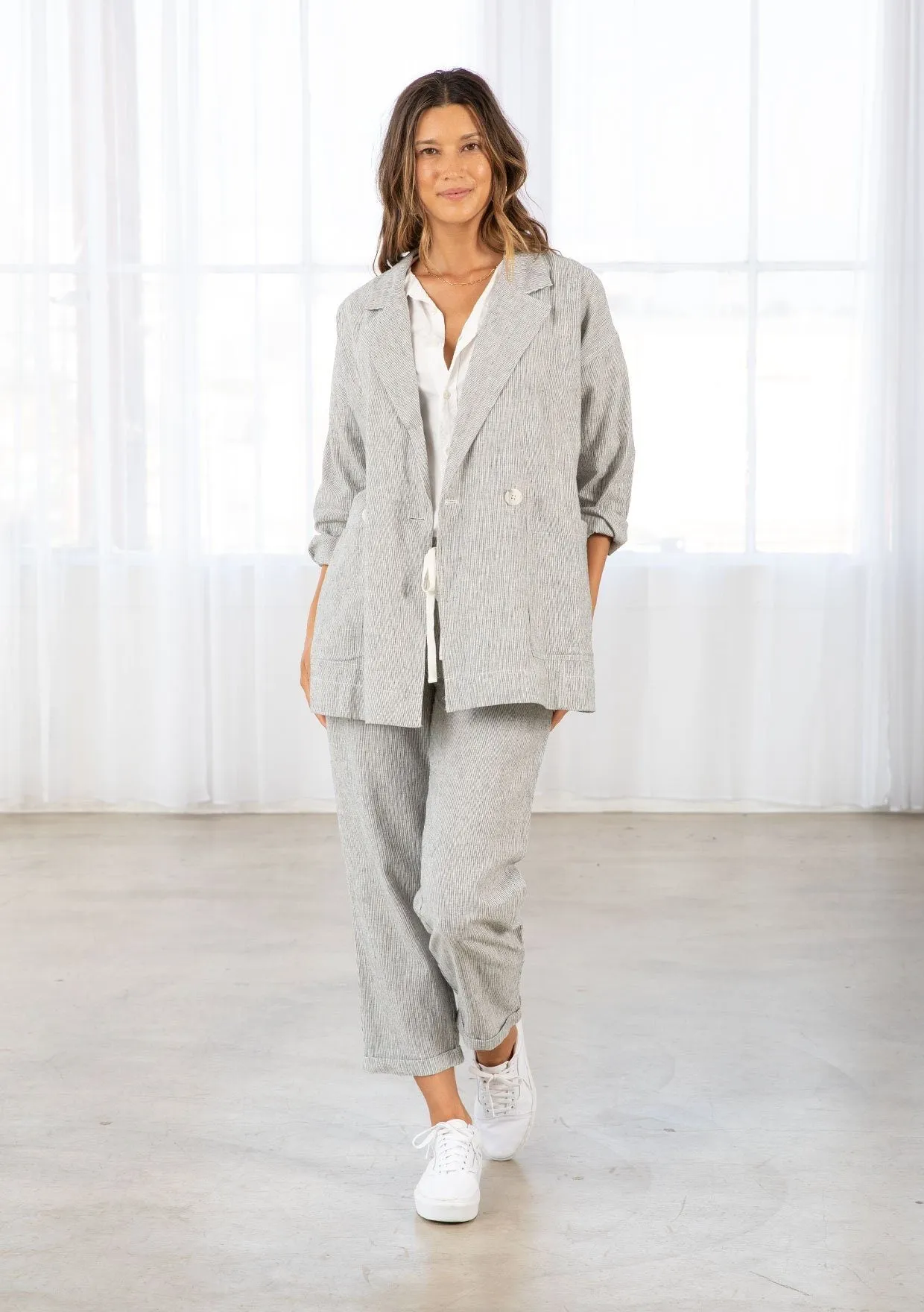 Aiden Linen Stripe Pant sold by lovestitch product image thumbnail 5