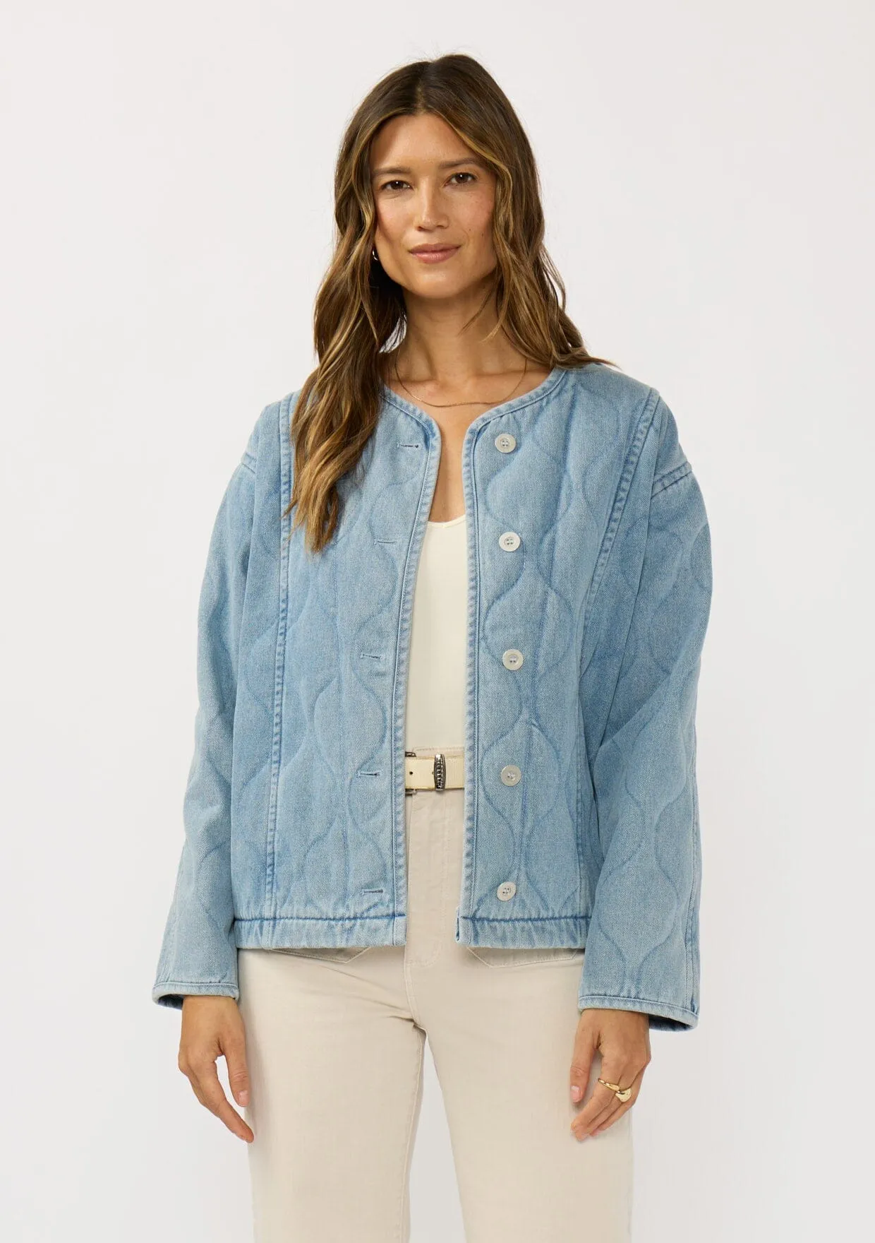 Kendra Quilted Denim Jacket sold by lovestitch product image thumbnail 5