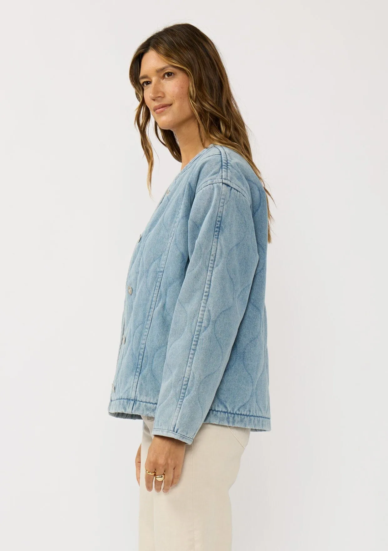 Kendra Quilted Denim Jacket sold by lovestitch product image thumbnail 3