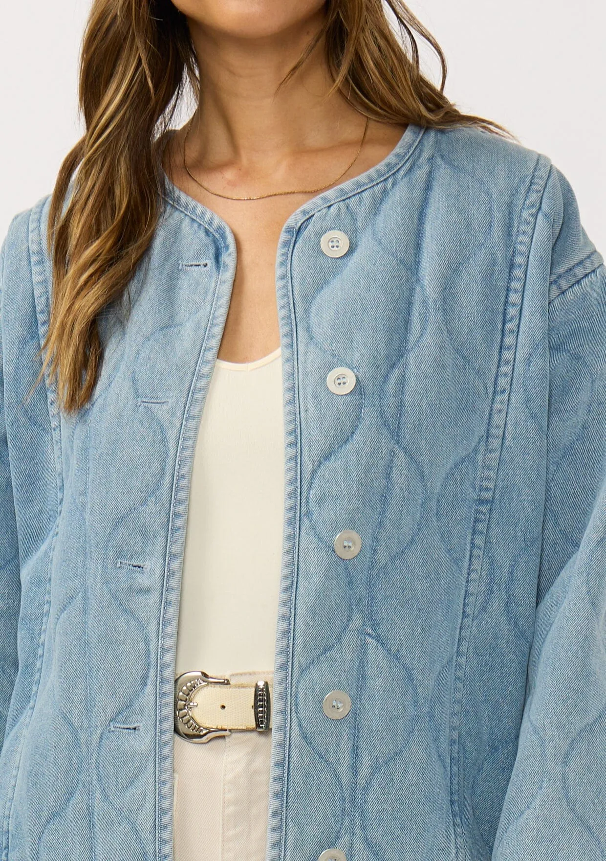 Kendra Quilted Denim Jacket sold by lovestitch product image thumbnail 2