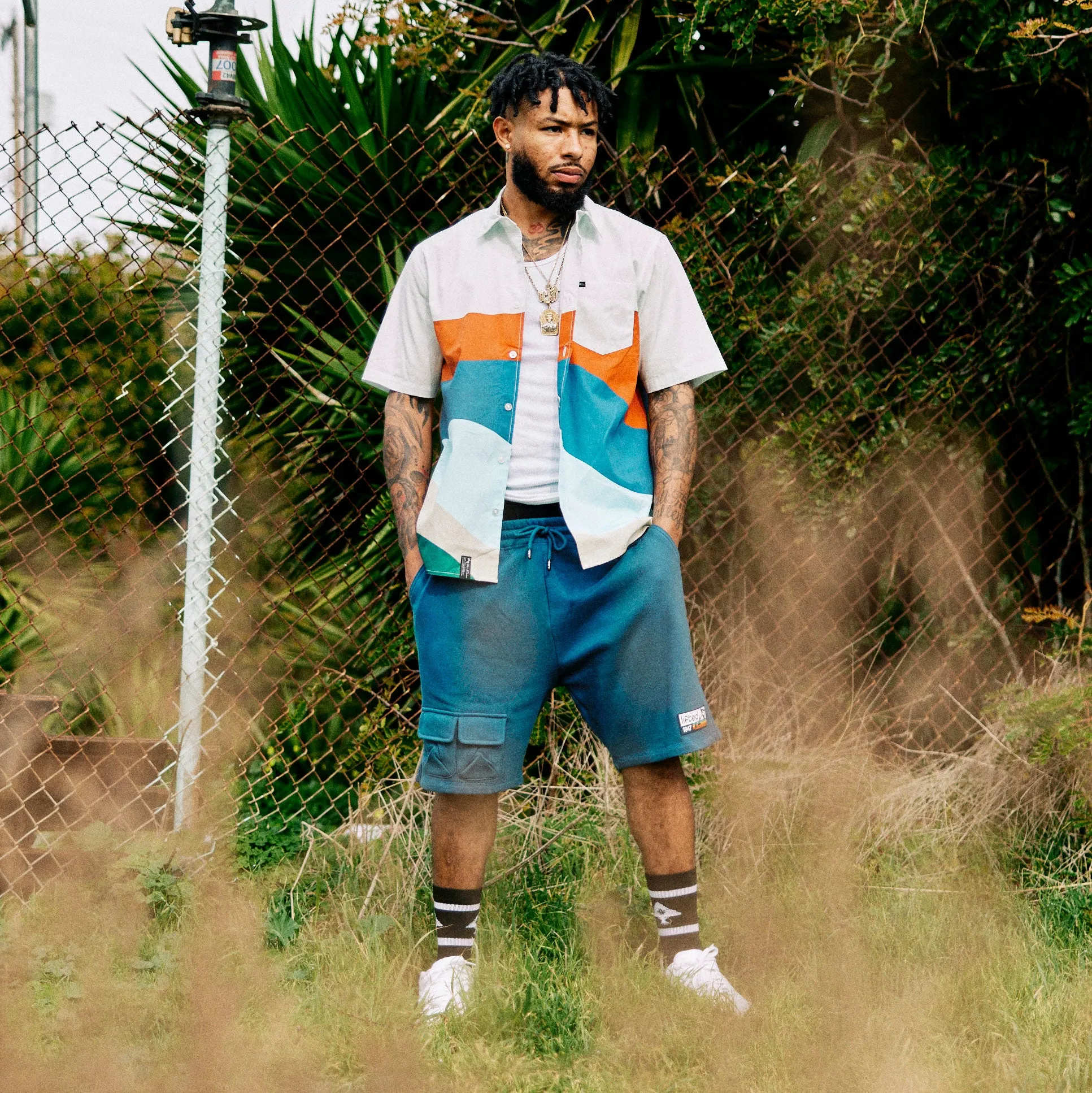 TECHNICOLOR HORIZON WOVEN SHIRT - FENNEL WHITE sold by Lrg product image thumbnail 4