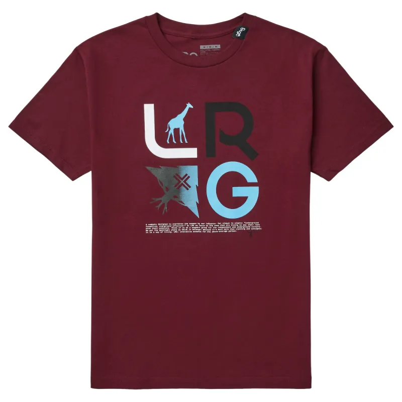 SLOGAN STACKED ICONS TEE - BURGUNDY sold by Lrg