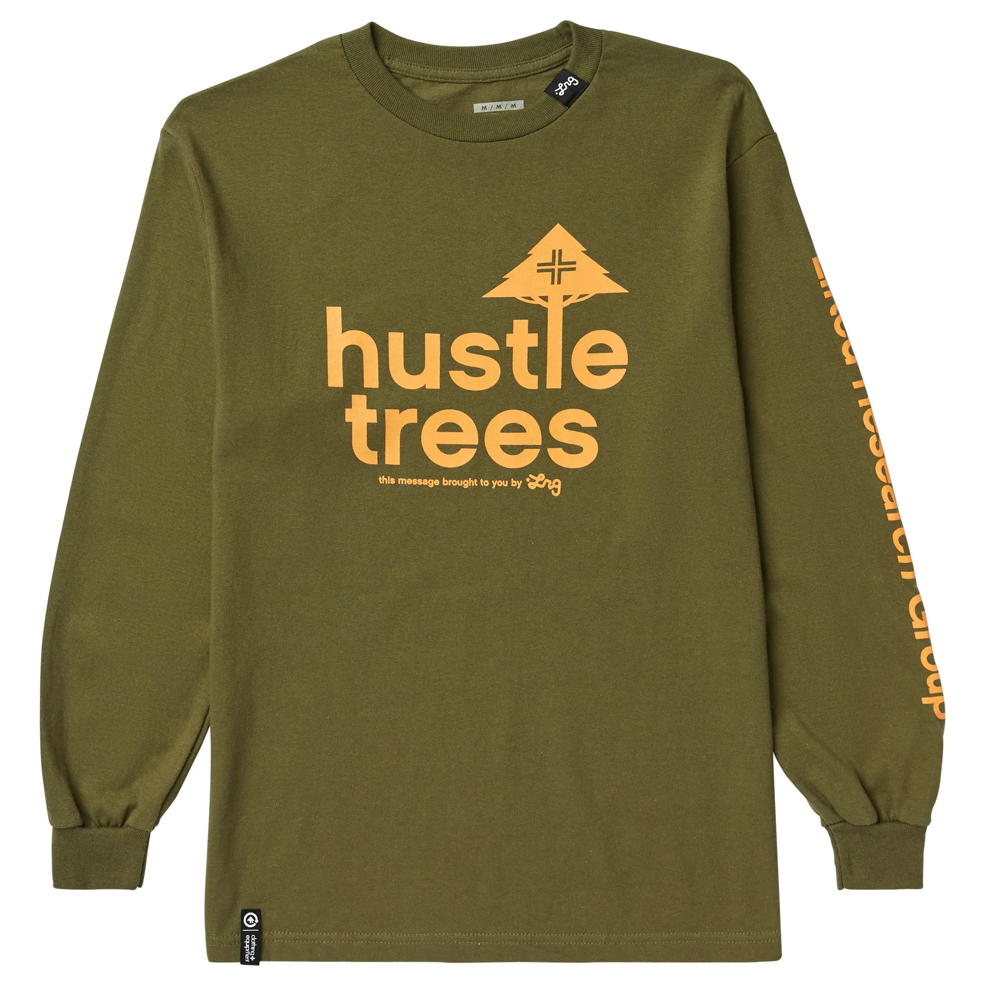 HUSTLE TREES RESEARCH LONG SLEEVE TEE - MILITARY GREEN sold by Lrg