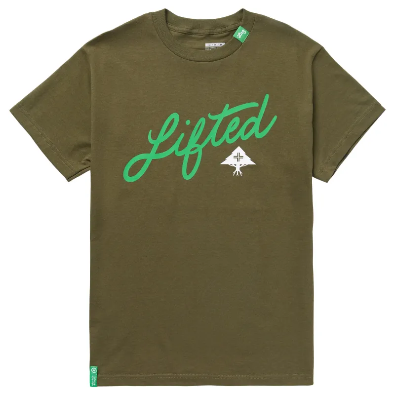 ANGLED SCRIPT TEE - MILITARY GREEN sold by Lrg