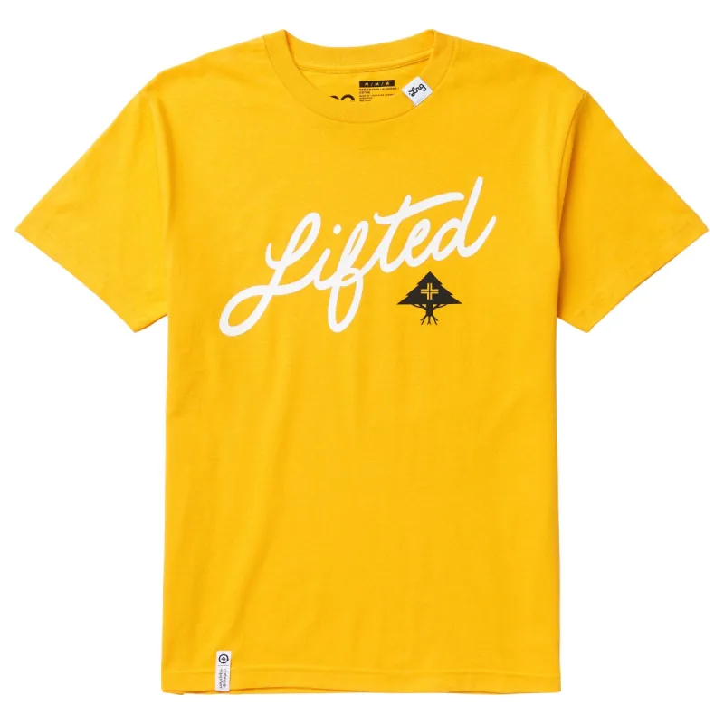 ANGLED SCRIPT TEE - GOLD sold by Lrg