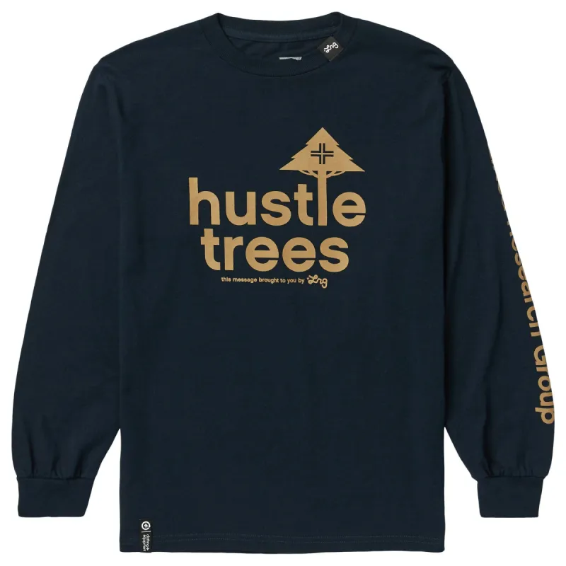 HUSTLE TREES RESEARCH LONG SLEEVE TEE - NAVY sold by Lrg