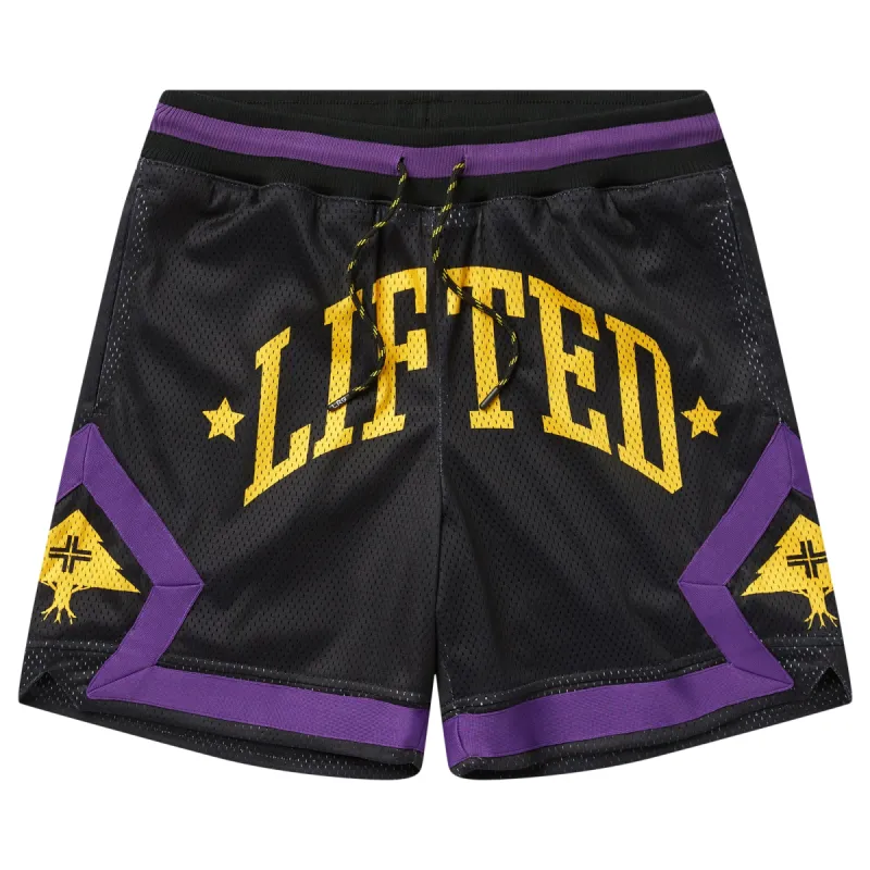 RESOLUTIONARY LIFTED MESH SHORTS - BLACK/PURPLE sold by Lrg