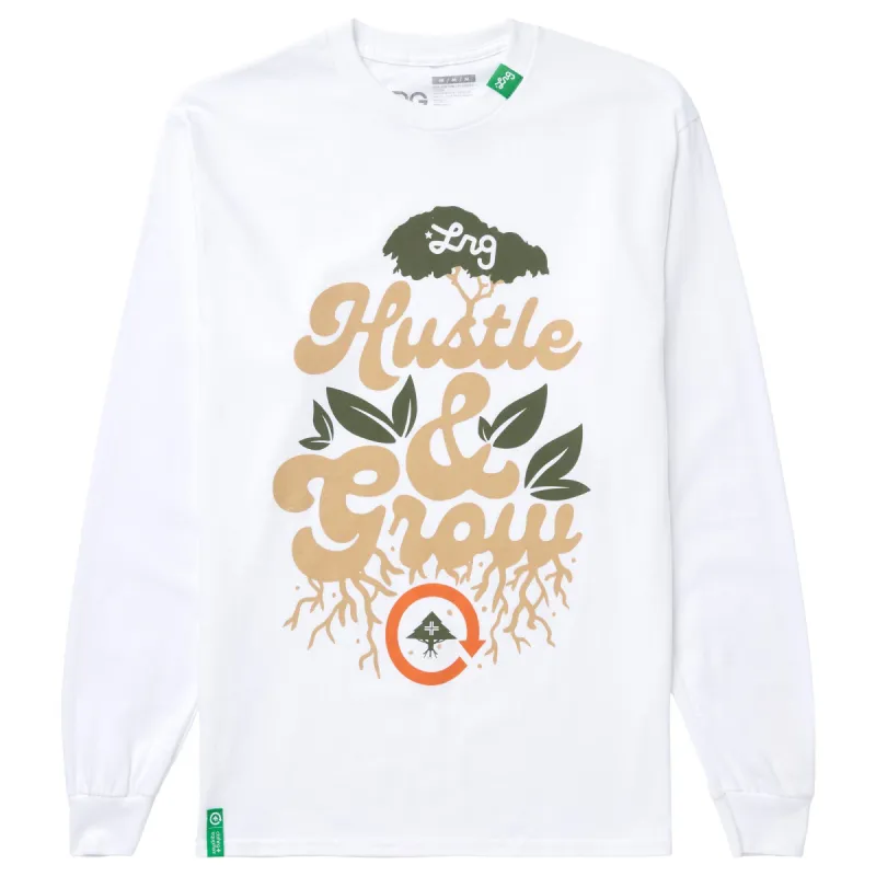 HUSTLE AND GROW LONG SLEEVE TEE - WHITE sold by Lrg