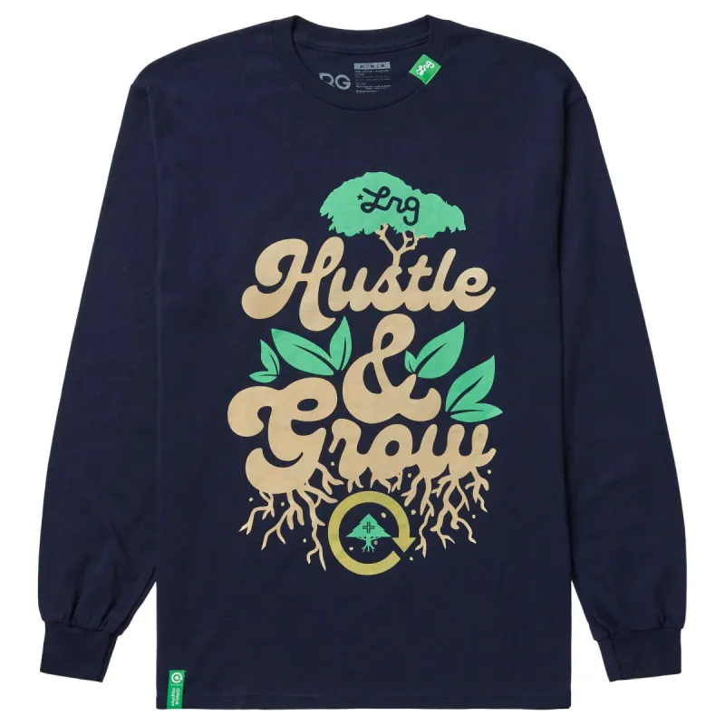 HUSTLE AND GROW LONG SLEEVE TEE - NAVY sold by Lrg