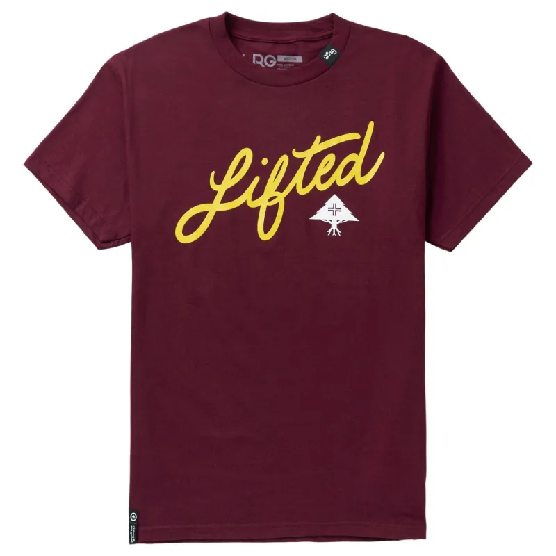 ANGLED SCRIPT TEE - BURGUNDY sold by Lrg