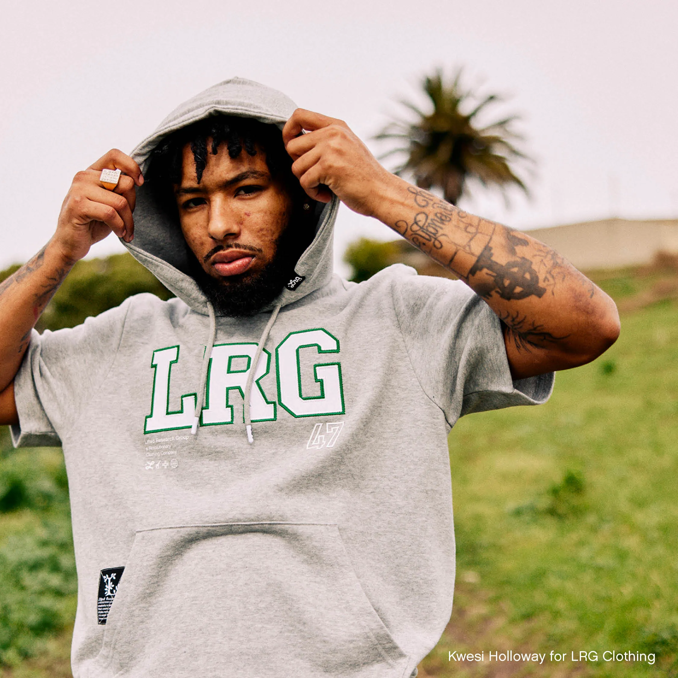 CROSSOVER SHORT SLEEVE HOODIE - HEATHER GREY sold by Lrg product image thumbnail 3