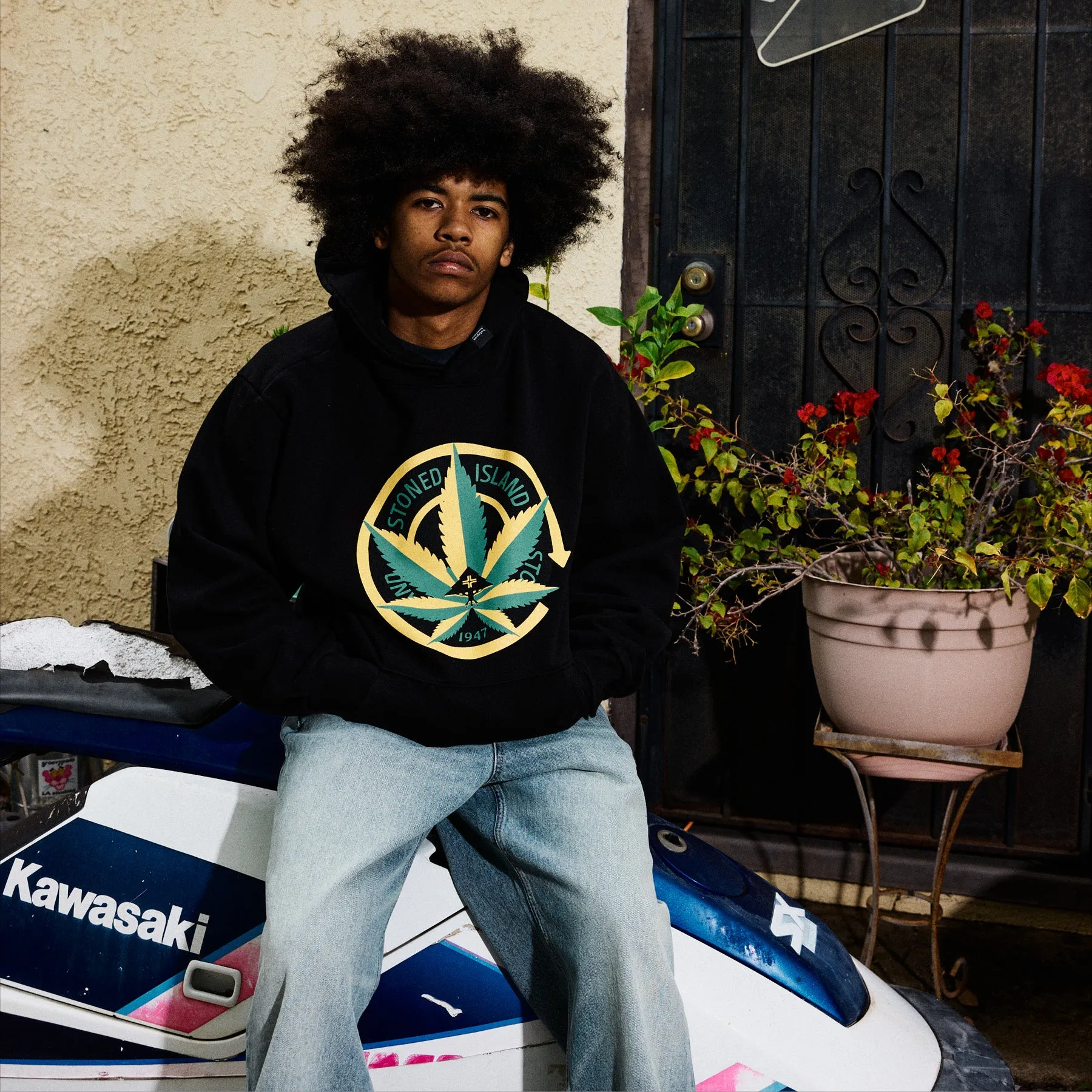 STONED ISLAND HOODIE - BLACK sold by Lrg product image thumbnail 5
