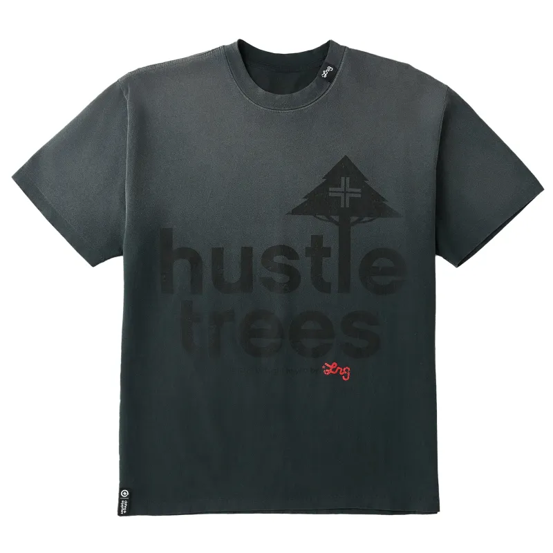 HUSTLE TREES LOGO TEE - WASHED BLACK sold by Lrg