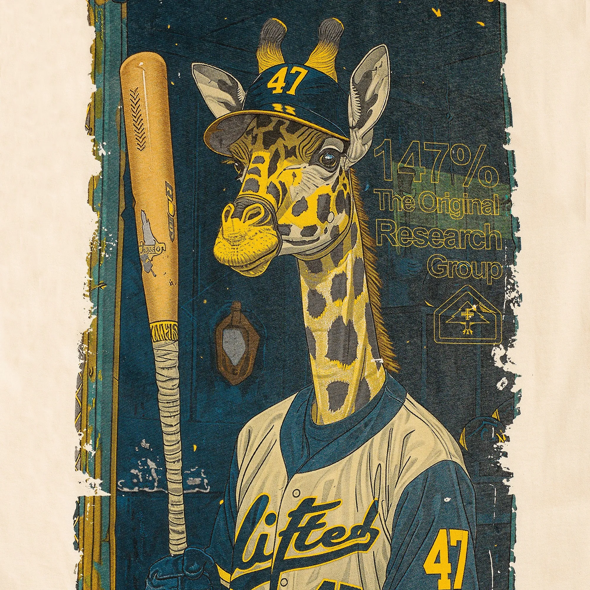 GIRAFFE DUGOUT SS TEE - CREAM sold by Lrg product image thumbnail 3