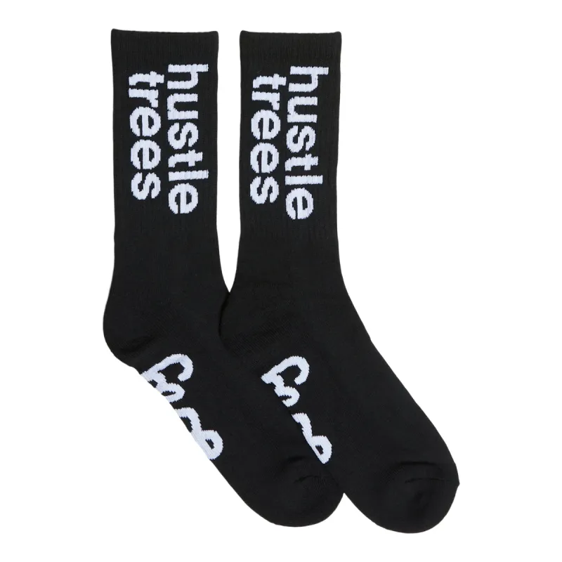 HUSTLE TREES CREW SOCKS - BLACK sold by Lrg