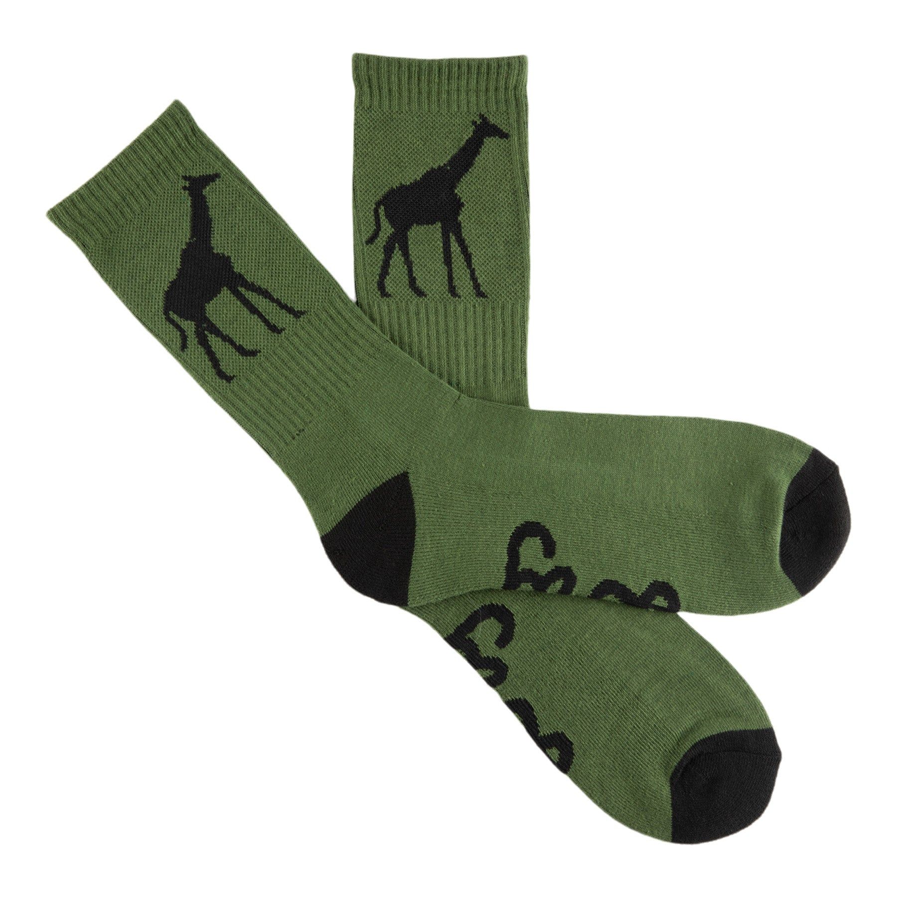 GIRAFFE CREW SOCKS - OLIVE sold by Lrg