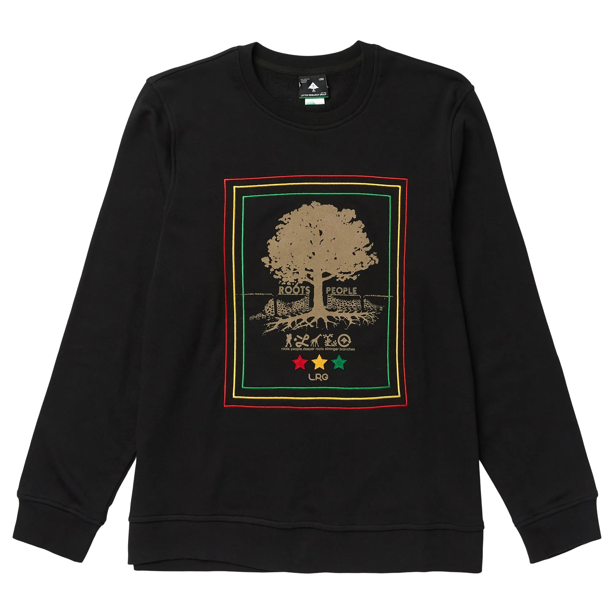 TEAM ROOTS PEOPLE CREW FLEECE - BLACK sold by Lrg