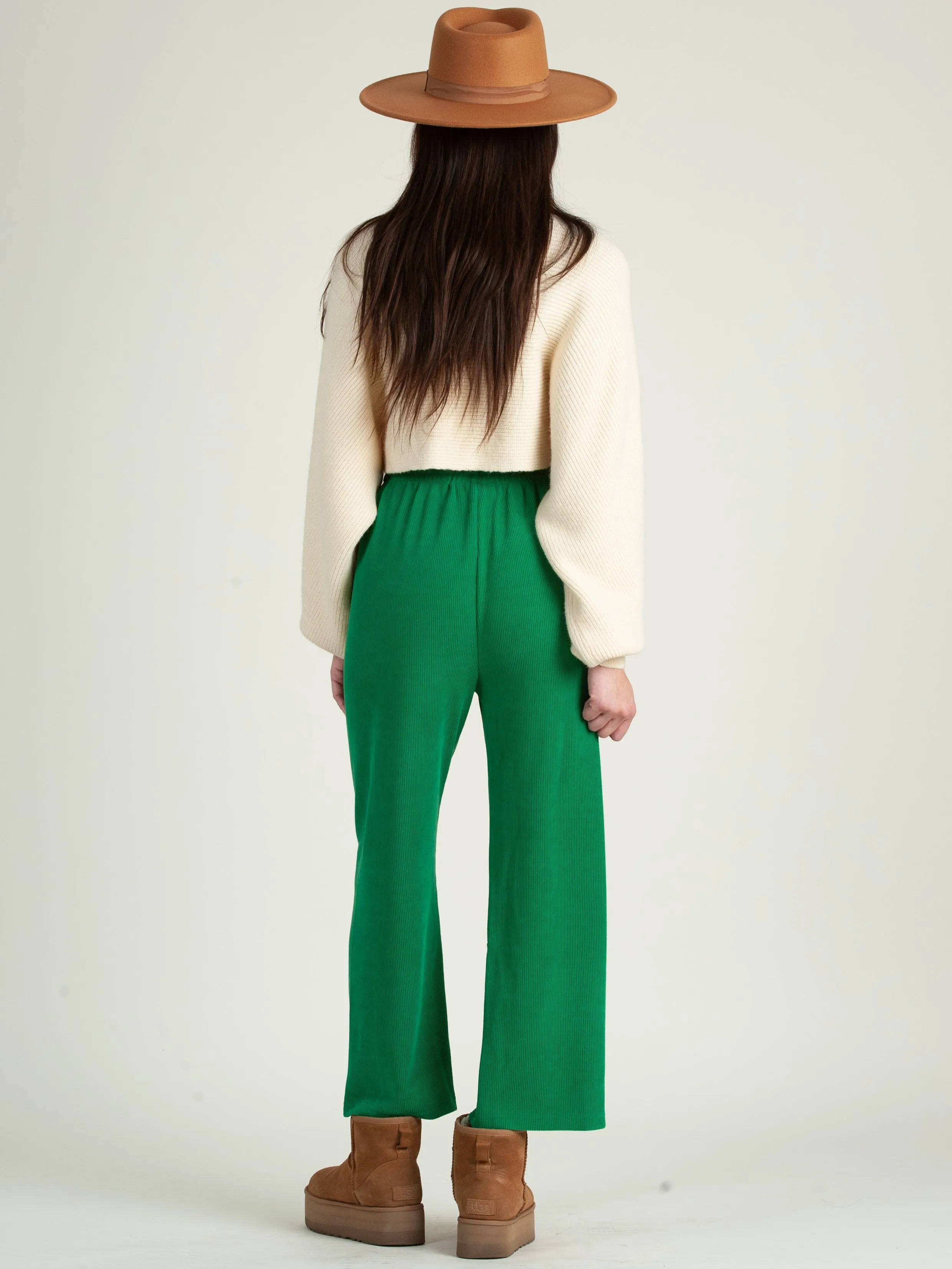 DANNI PULL ON RIBBED PANT-GREEN sold by Lucca Couture product image thumbnail 3