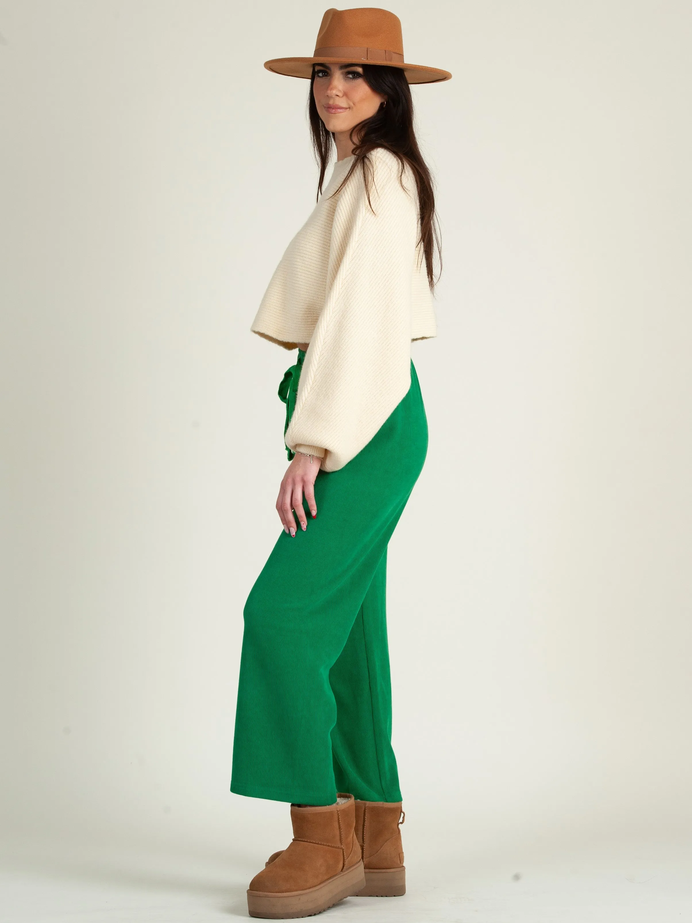 DANNI PULL ON RIBBED PANT-GREEN sold by Lucca Couture product image thumbnail 2