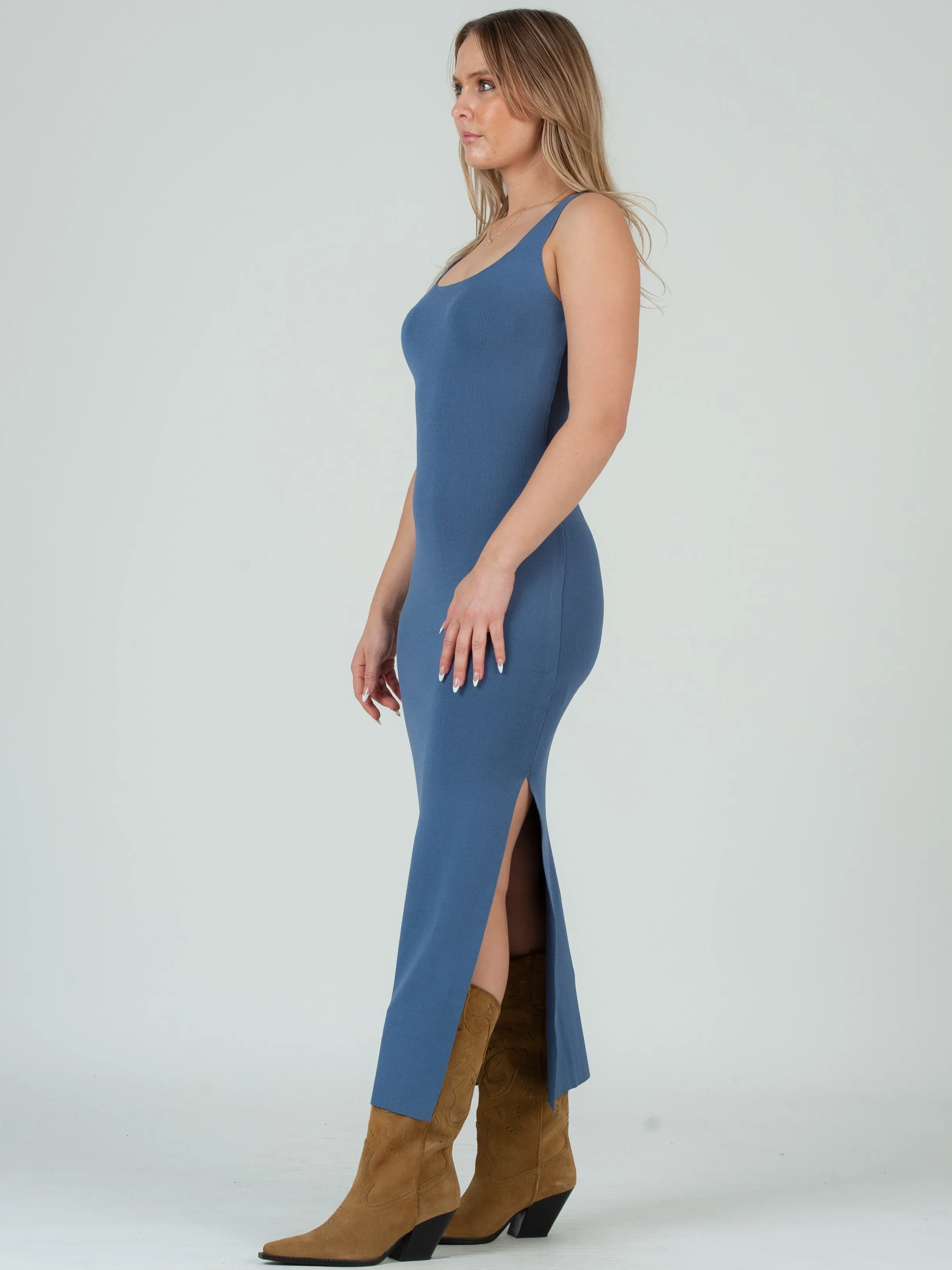 CRAWFORD KNIT DRESS-BLUE sold by Lucca Couture product image thumbnail 2