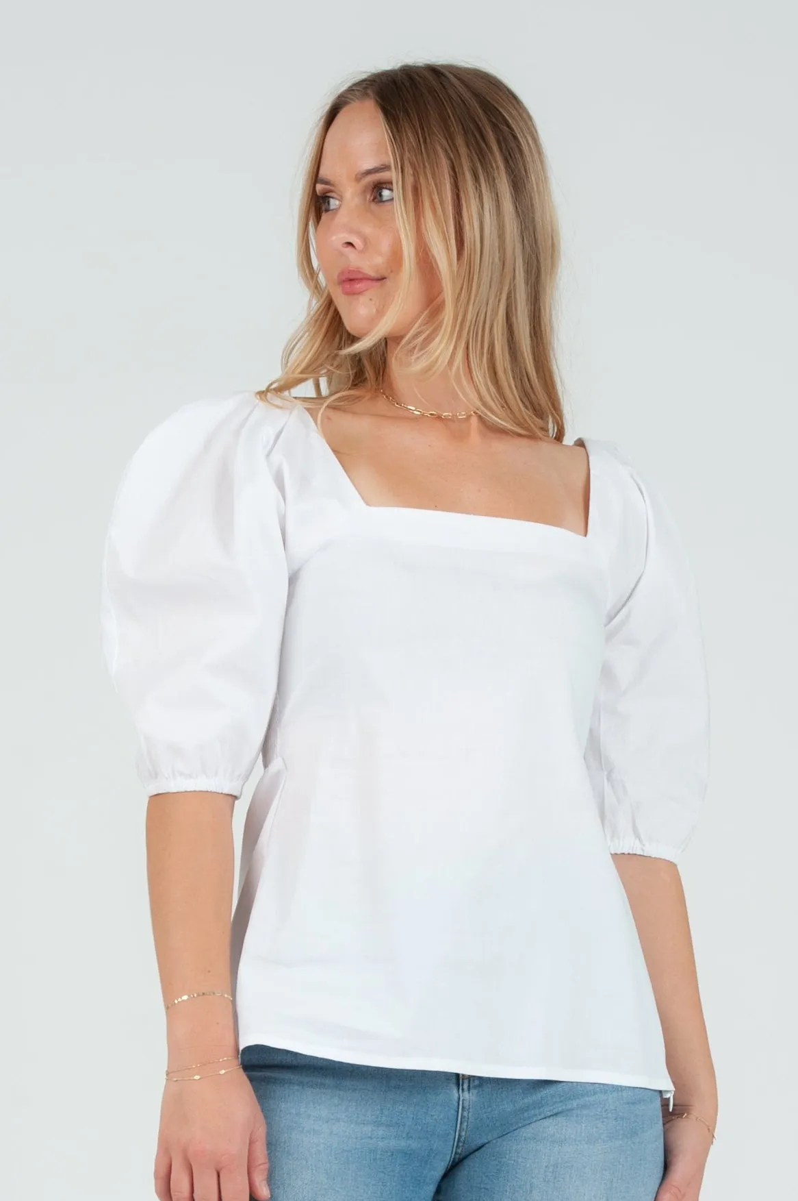 Women's Poplin Pleat Sleeve Blouse Top sold by Lucca Couture