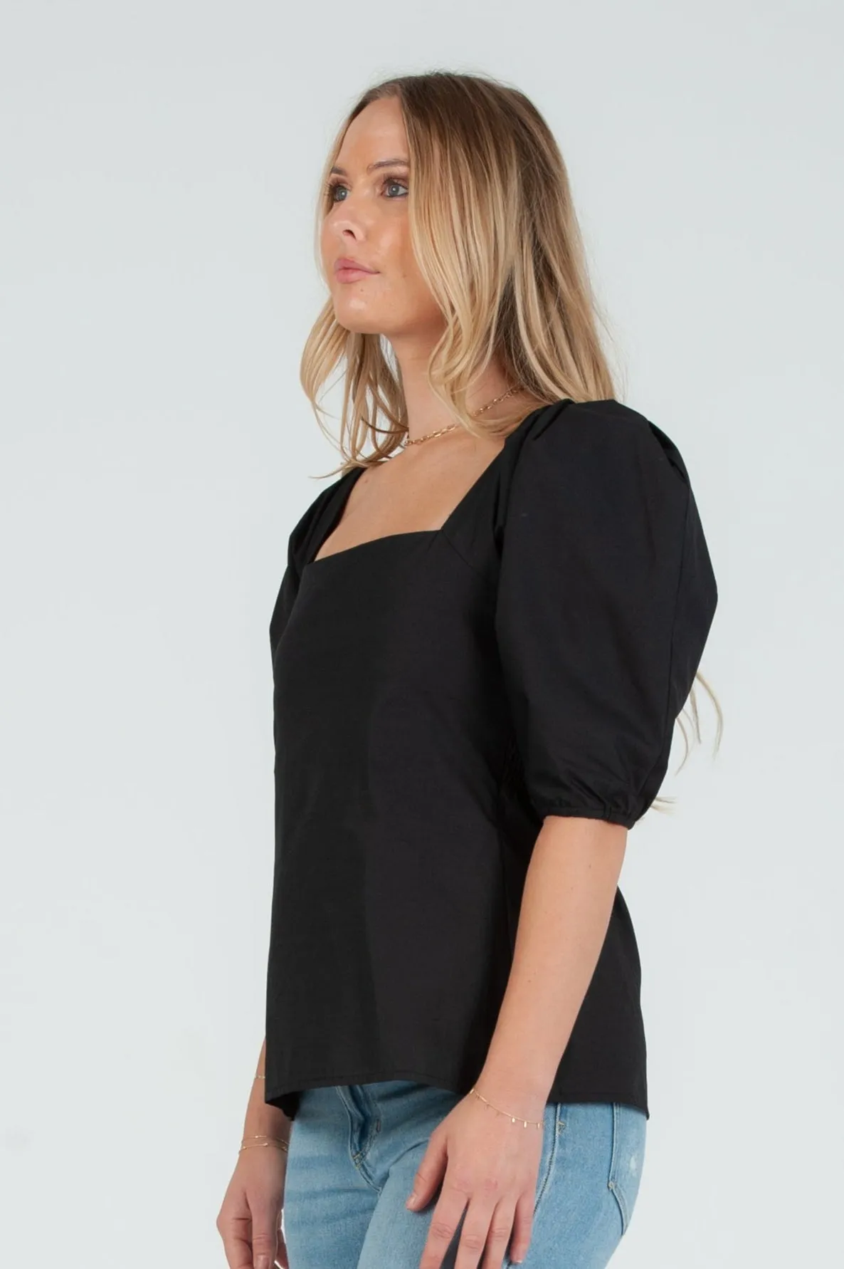 Women's Poplin Pleat Sleeve Blouse Top sold by Lucca Couture product image thumbnail 4