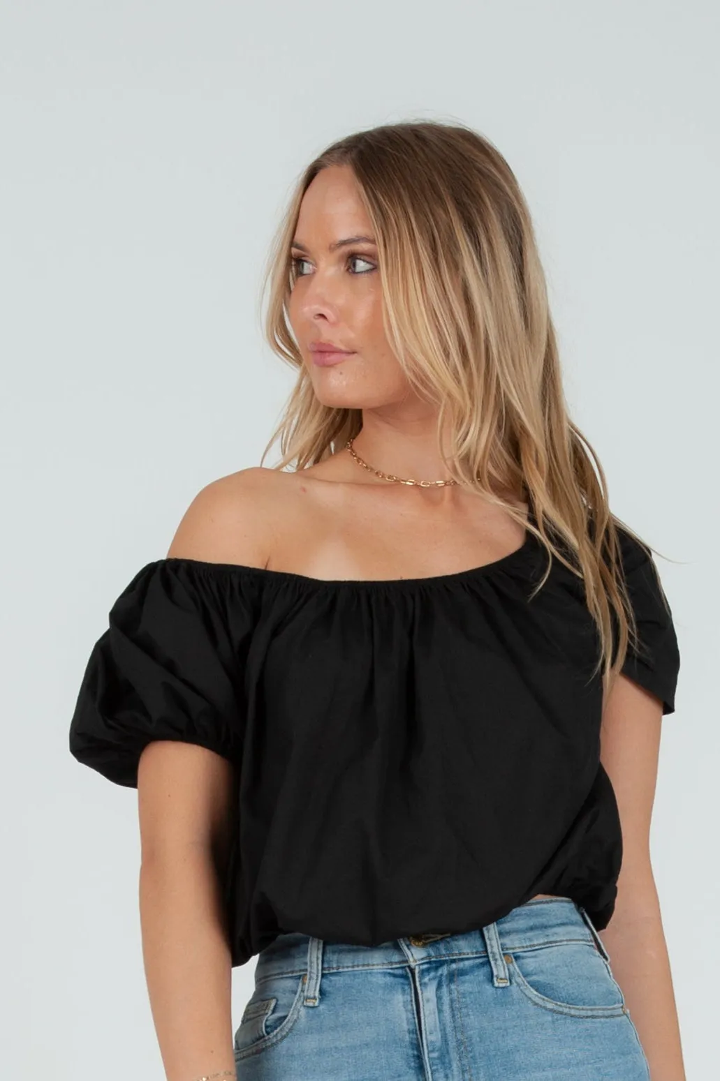 Women's Poplin Puff Sleeve Blouse Top sold by Lucca Couture