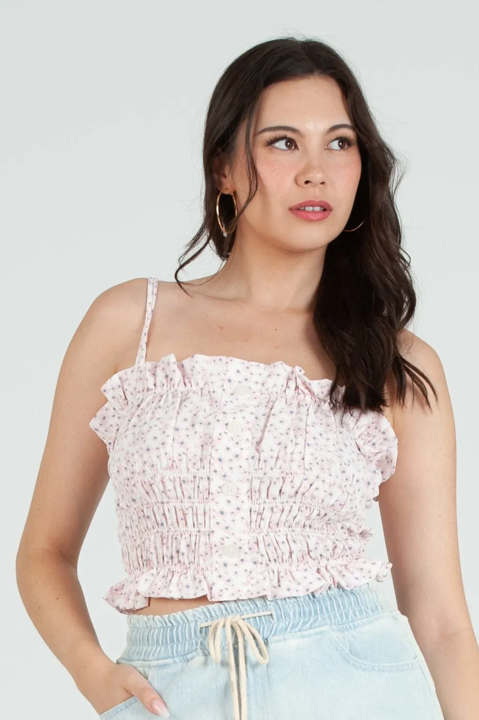 Women's Daisy Printed Smocked Cami Top sold by Lucca Couture product image thumbnail 2