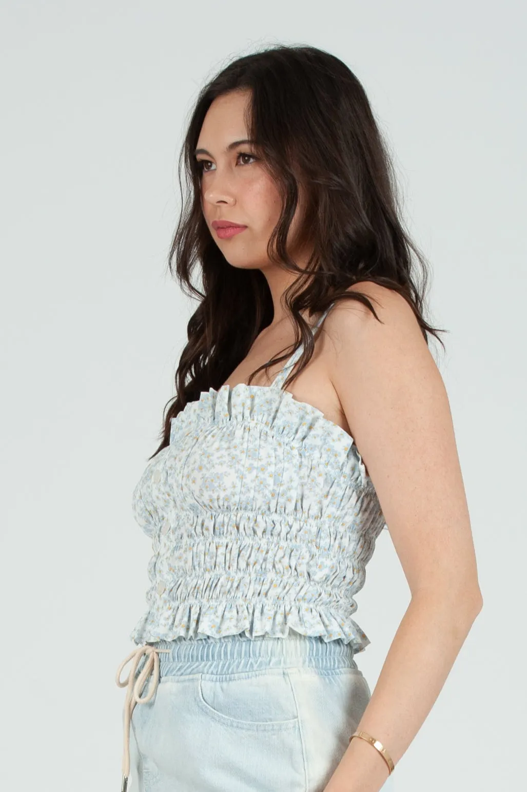 Women's Daisy Printed Smocked Cami Top sold by Lucca Couture product image thumbnail 3