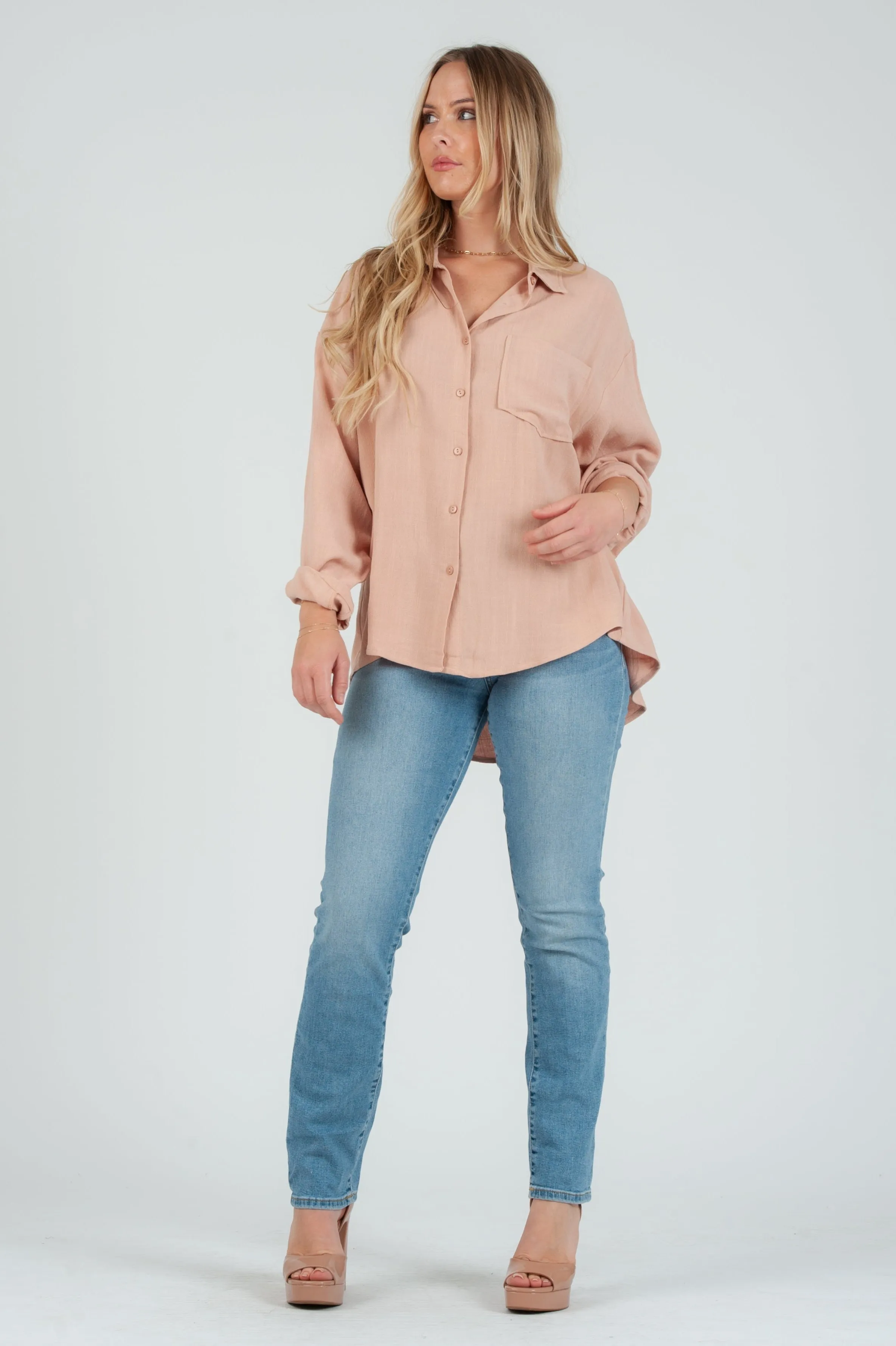 Women's Rayon Linen Button Up Shirt sold by Lucca Couture product image thumbnail 4