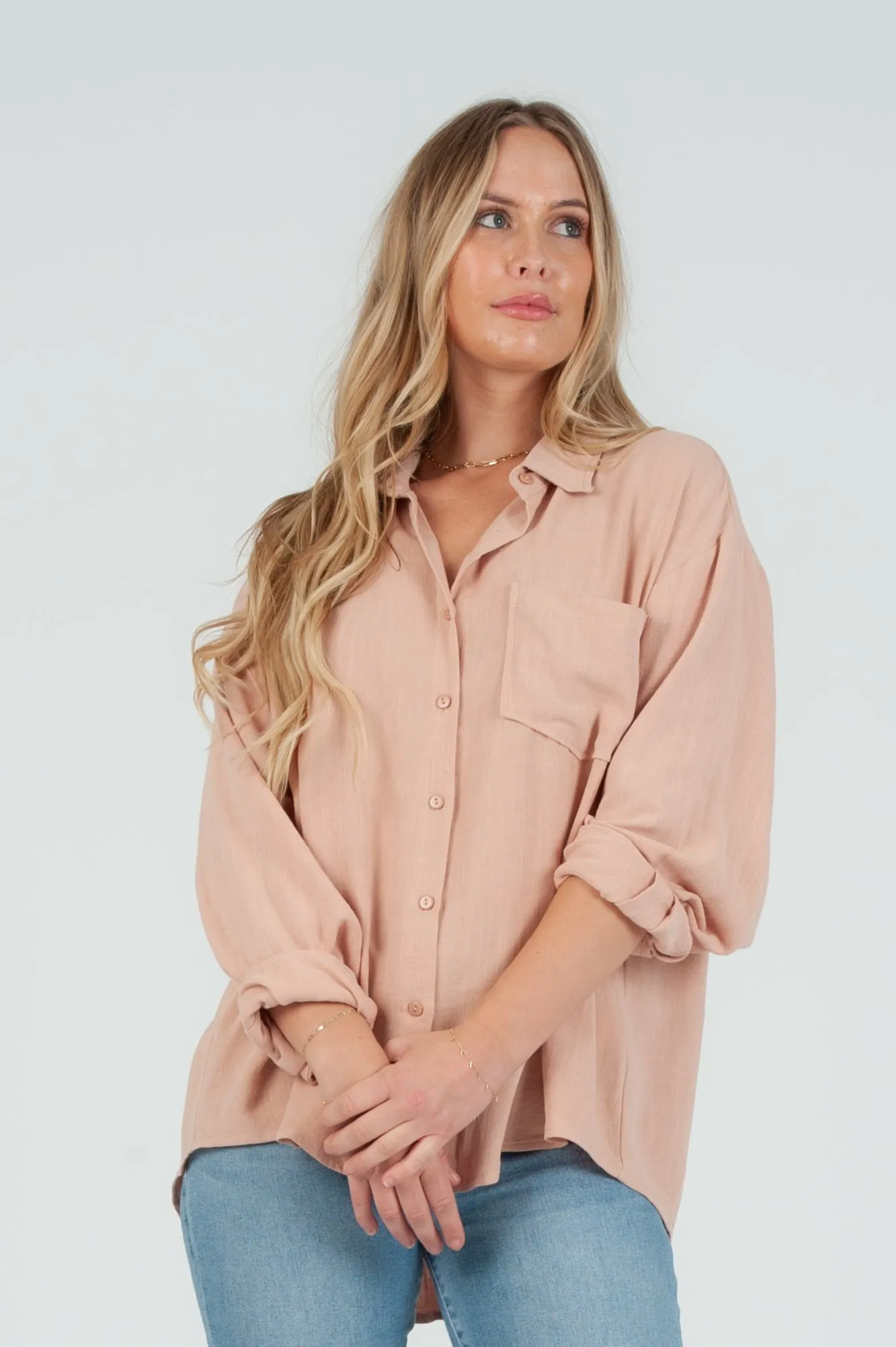 Women's Rayon Linen Button Up Shirt sold by Lucca Couture