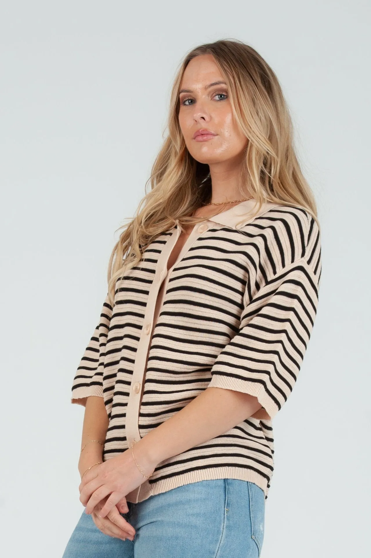 Women's Knit Stripe Cardigan Top sold by Lucca Couture product image thumbnail 2