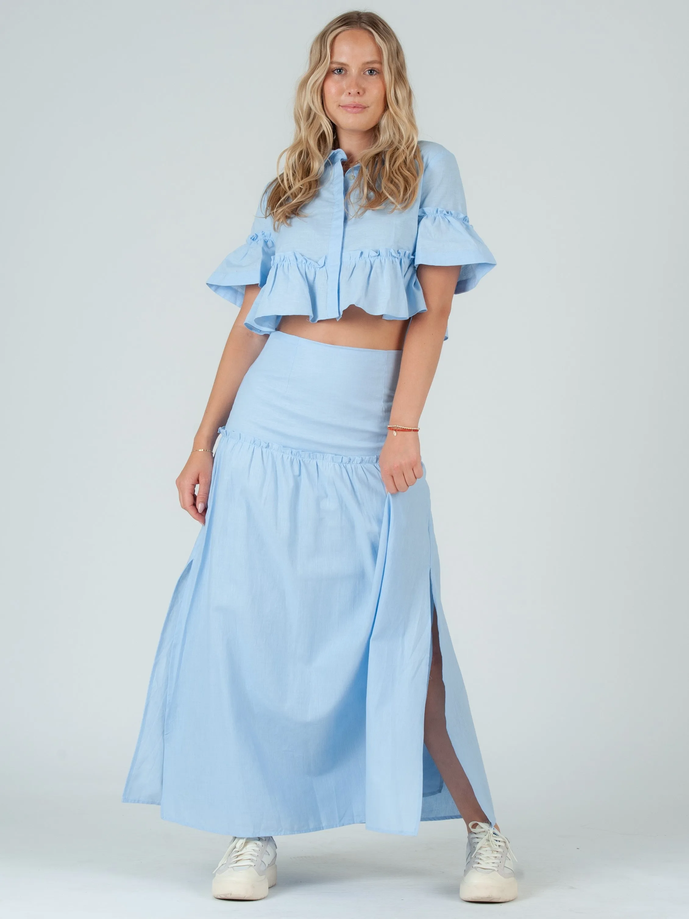 Women's Linen Blouse & Skirt Set sold by Lucca Couture