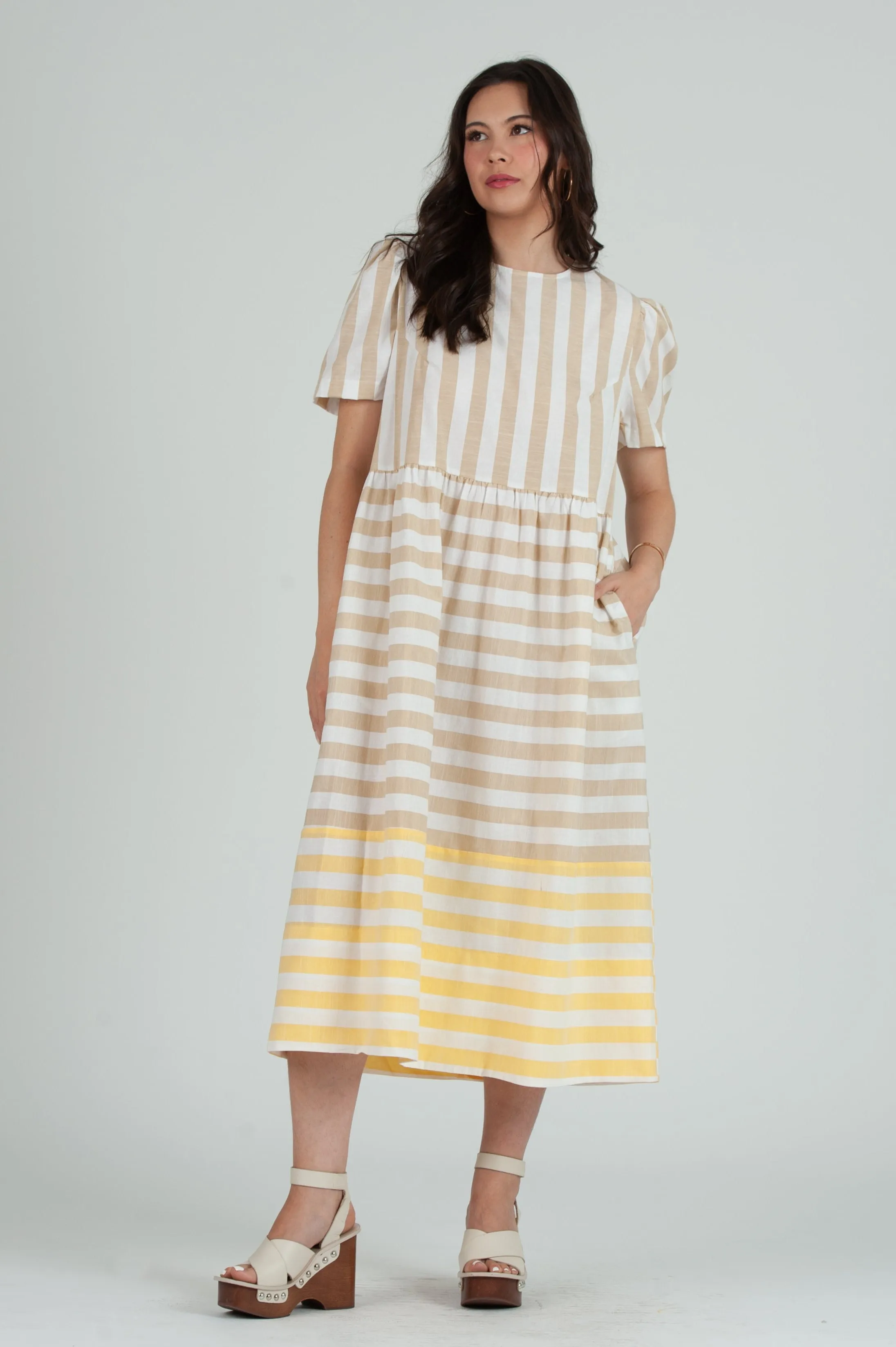 Women's Striped Color Block Dress sold by Lucca Couture