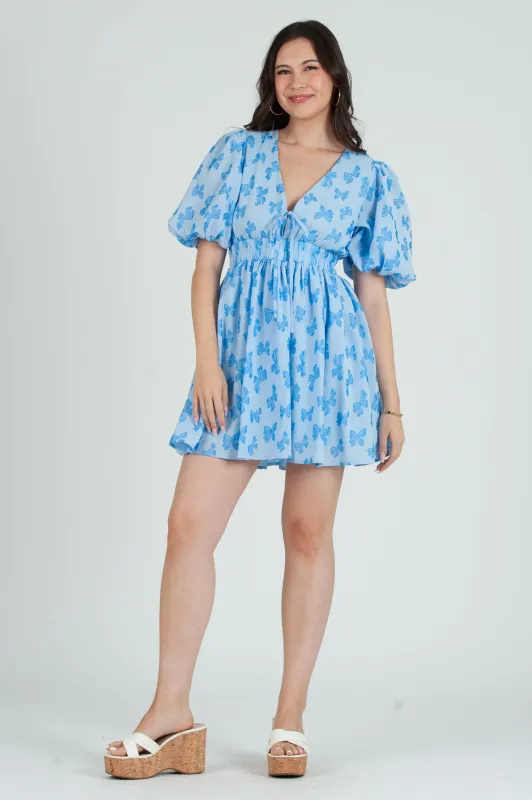 Women's Bow embossed Mini Dress sold by Lucca Couture