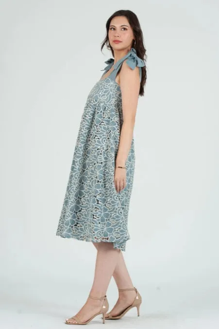 Women's Eyelet Lace Bow Strap Midi Dress sold by Lucca Couture product image thumbnail 3