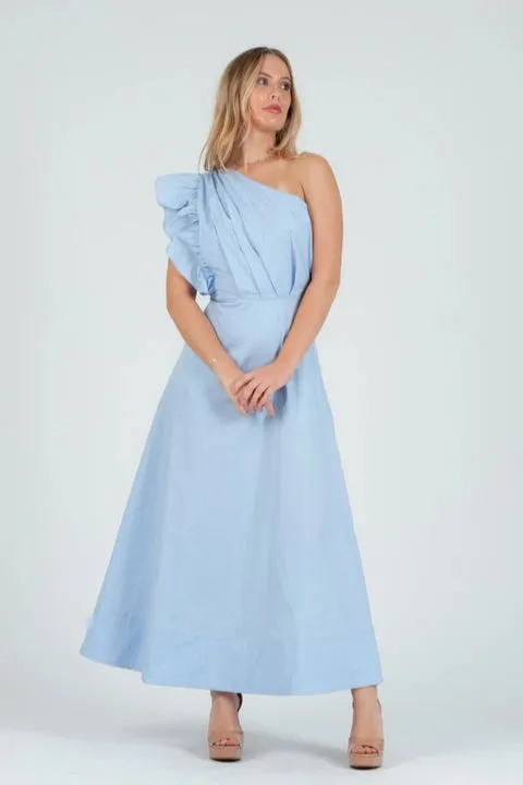 Women's Poplin One Shoulder Midi Dress sold by Lucca Couture product image thumbnail 4