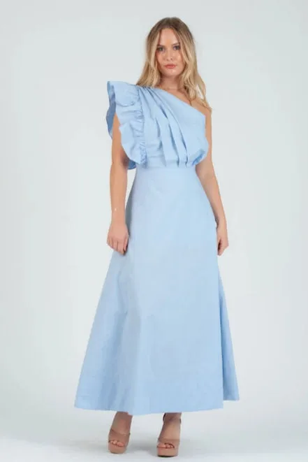 Women's Poplin One Shoulder Midi Dress sold by Lucca Couture