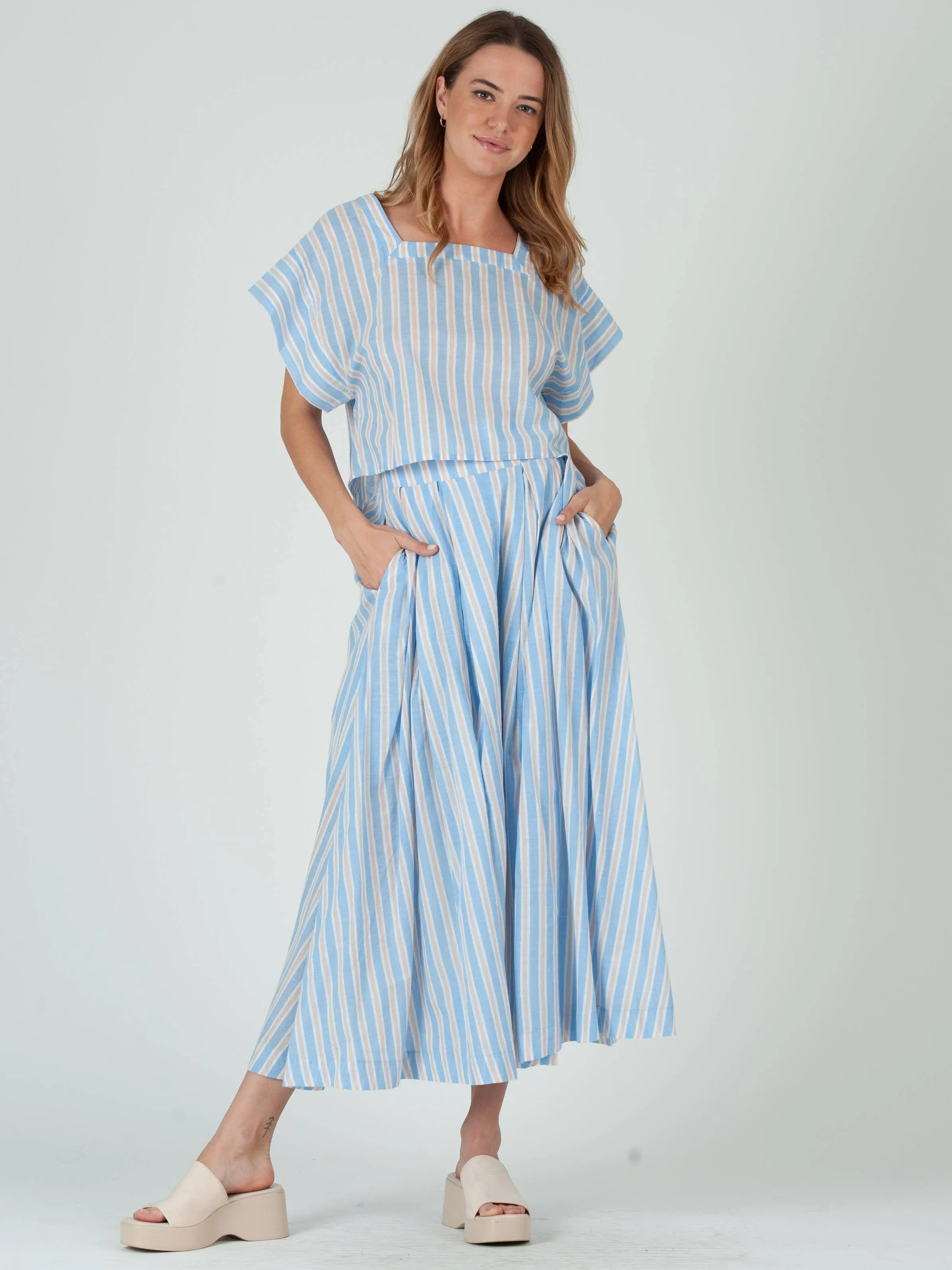 Women's Cotton Striped Skirt sold by Lucca Couture product image thumbnail 4