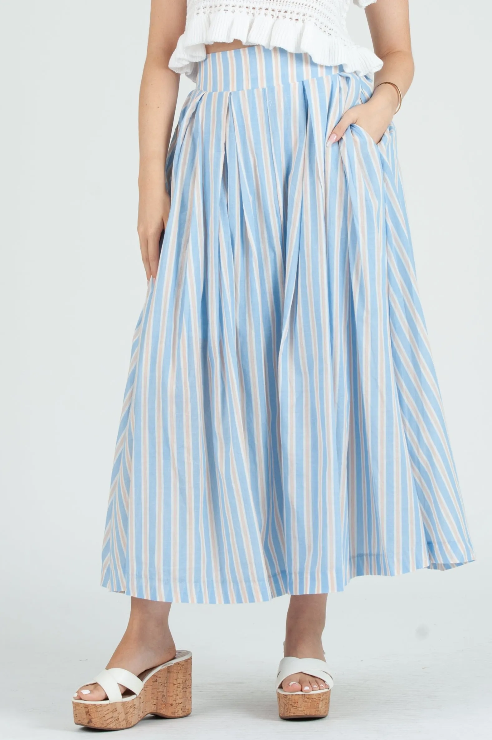 Women's Cotton Striped Skirt sold by Lucca Couture