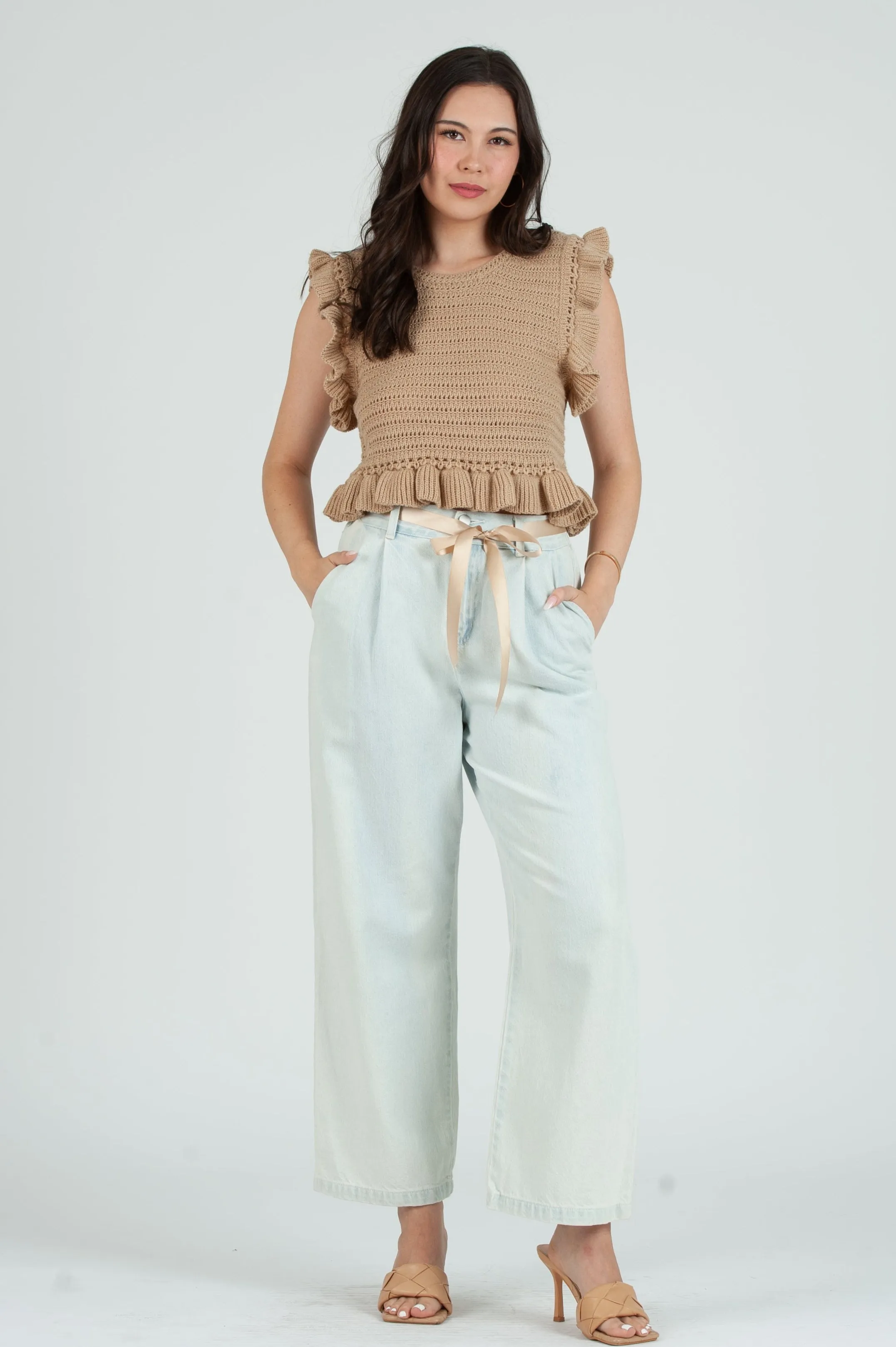 Women's Crochet Ruffle Sleeve Top sold by Lucca Couture product image thumbnail 4