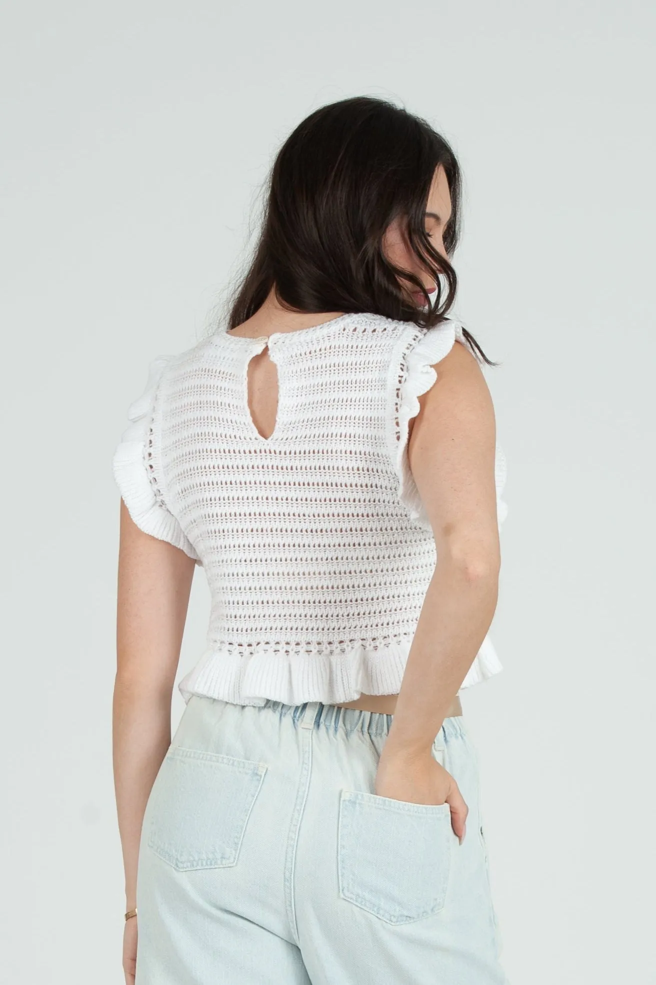 Women's Crochet Ruffle Sleeve Top sold by Lucca Couture product image thumbnail 5
