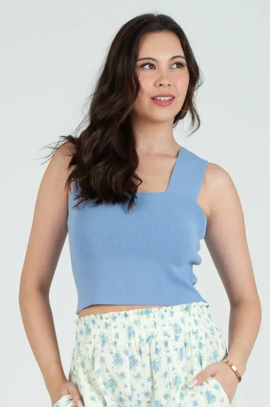 Women's Pastel Knit Square Neck Tank Top sold by Lucca Couture