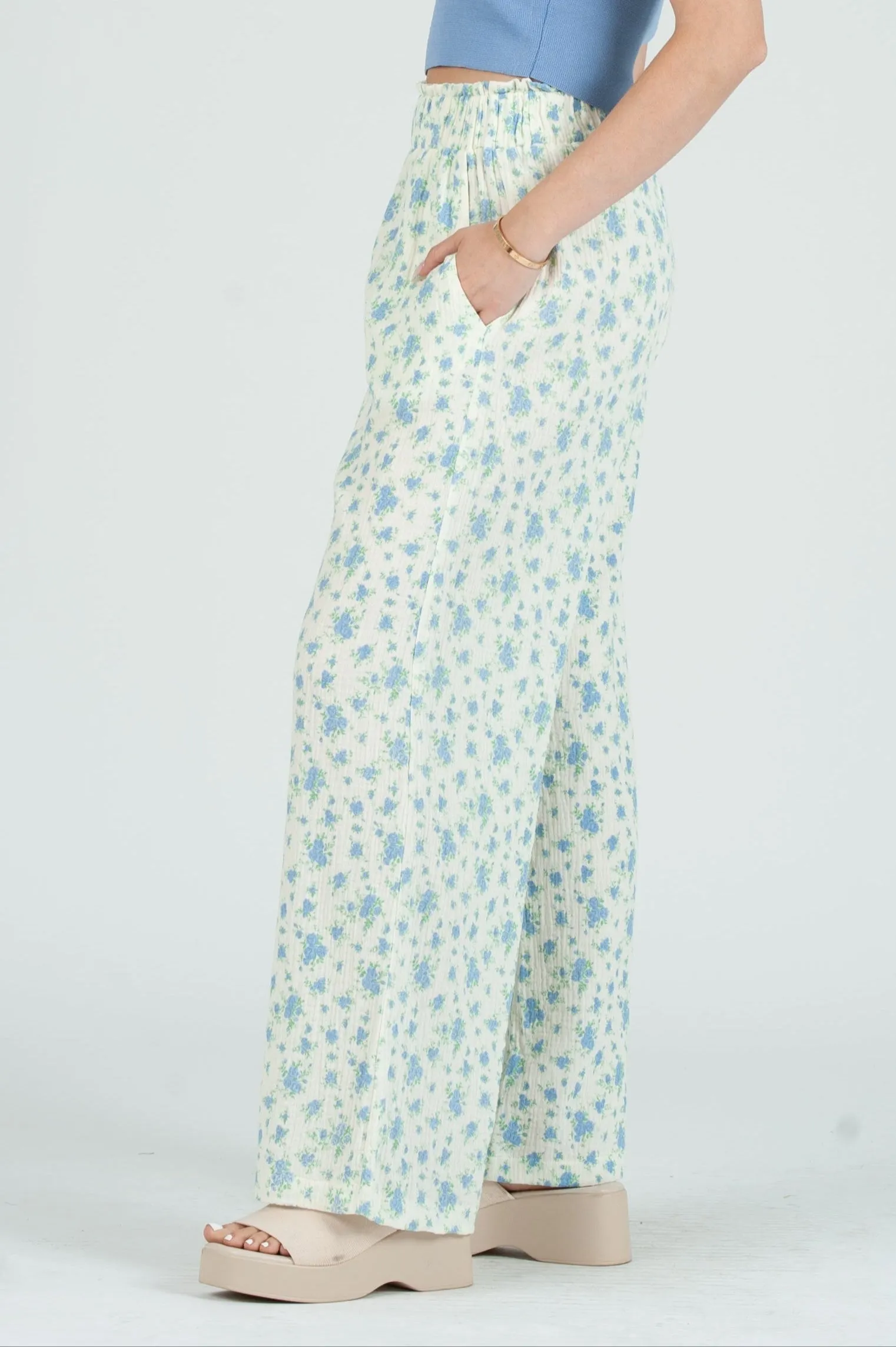 Women's Gauze Elastic Waist Pants sold by Lucca Couture product image thumbnail 3