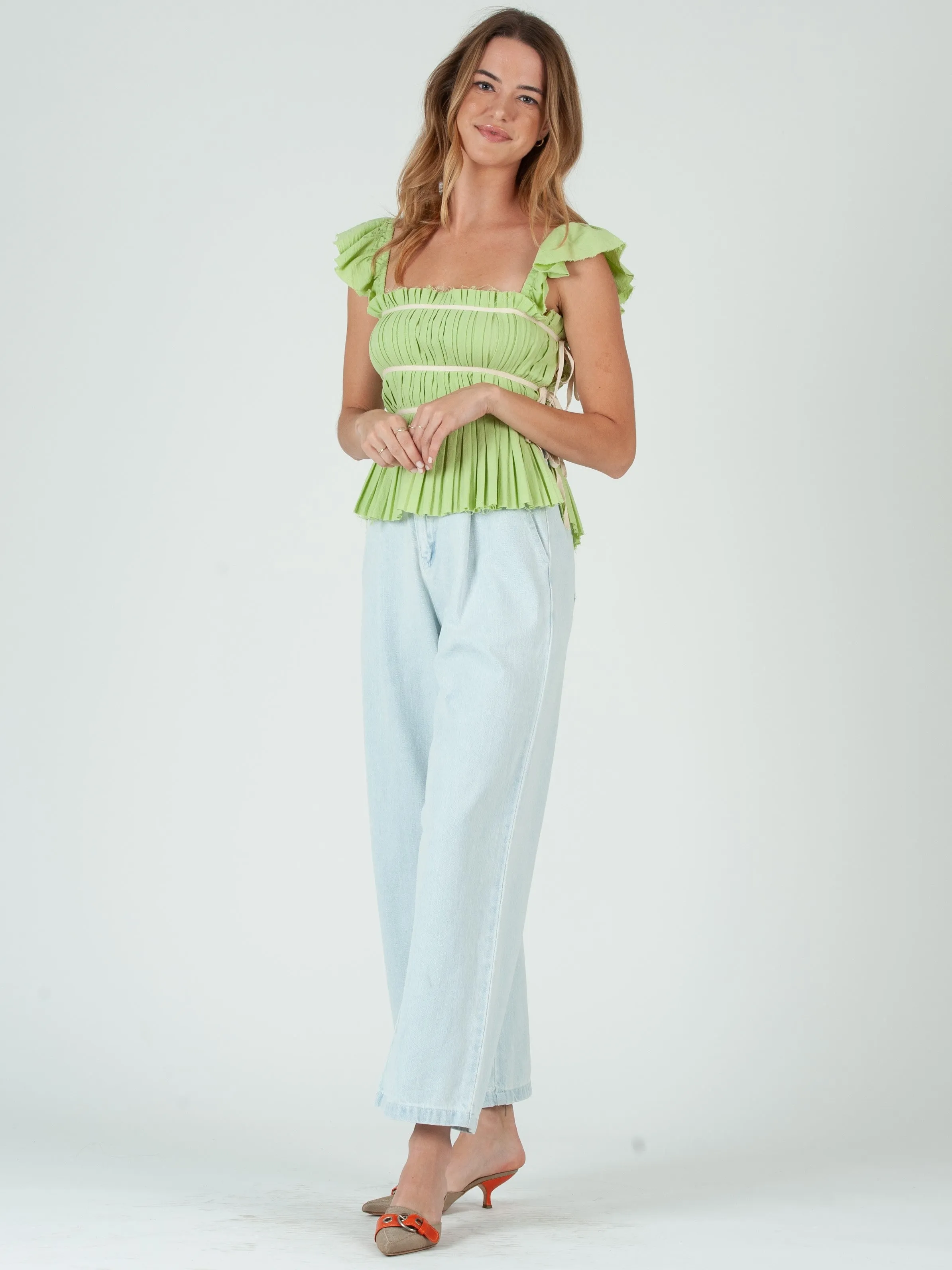 ELIA SHIRRED CAMI-KEYLIME sold by Lucca Couture product image thumbnail 5