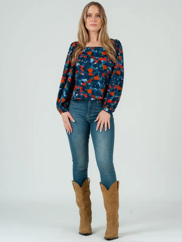 Women's Abstract Printed Blouse sold by Lucca Couture