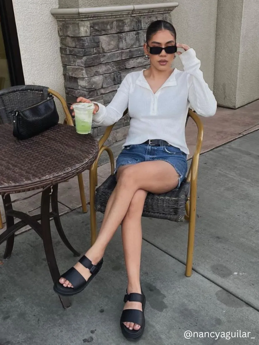 Women's White Thermal Henley Top sold by Lucca Couture product image thumbnail 4