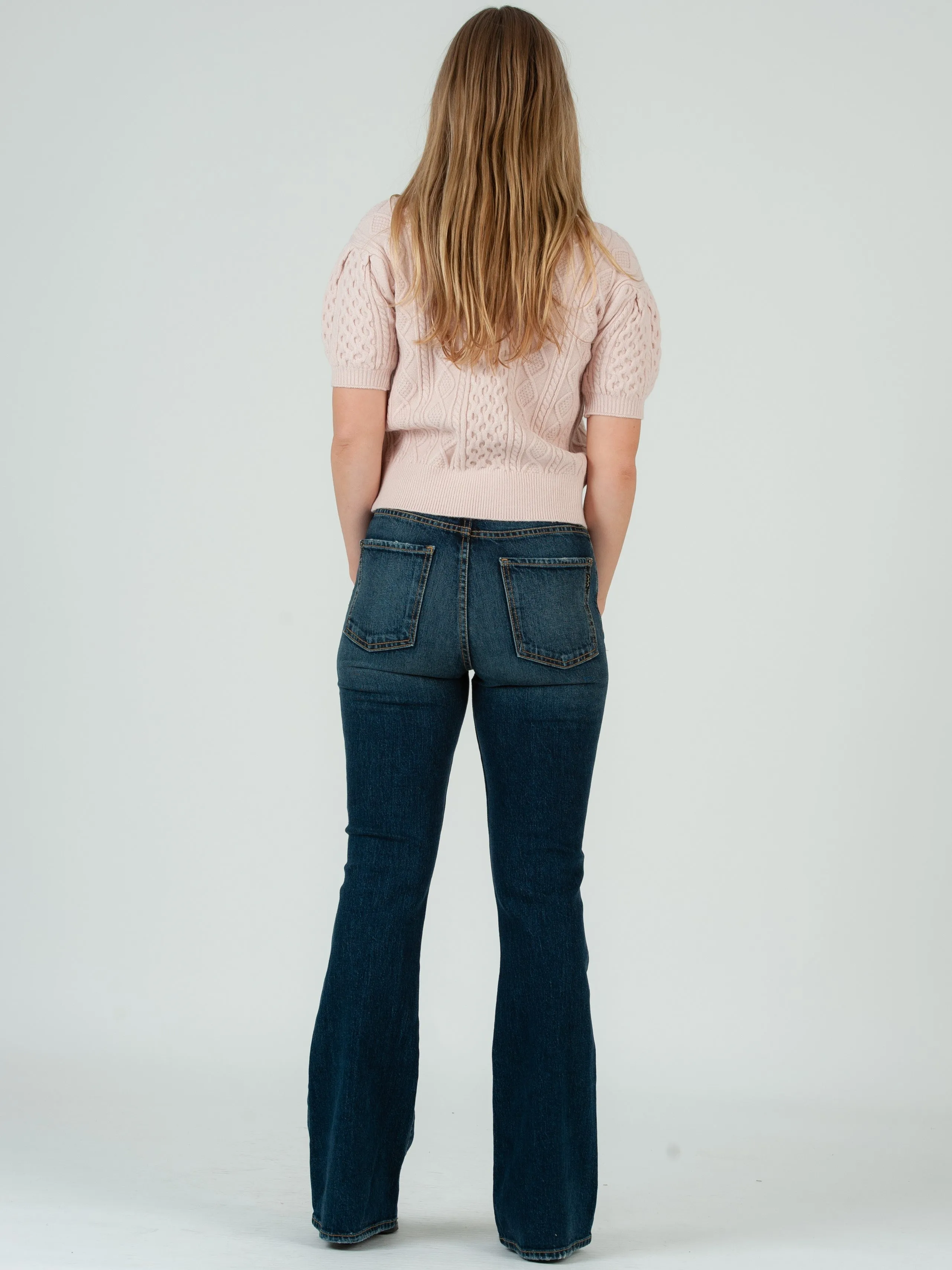 Women's Cable Knit Short Sleeve Sweater Top - Pink sold by Lucca Couture product image thumbnail 3