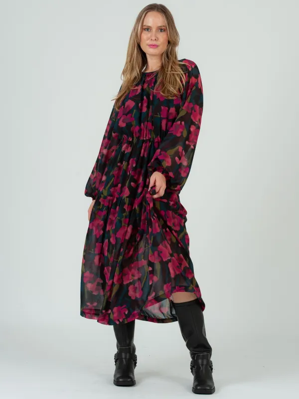 Women's Maxi Dress In Fuchsia Teal Floral sold by Lucca Couture